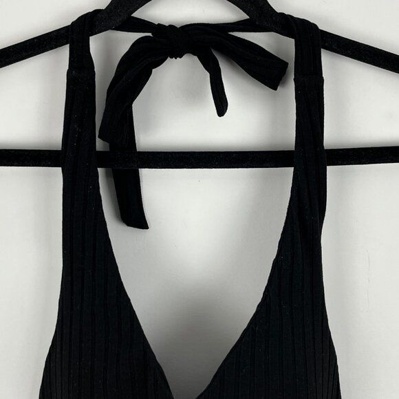 Mooloola Top Camisole Size 10 Black Sleeveless Halter Neck Cropped Lined Stretch - Picture 2 of 9